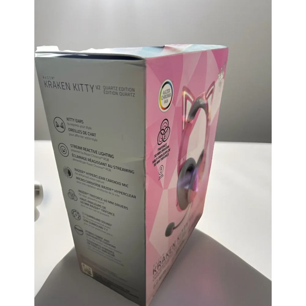 Razer Kraken Kitty V2 Wired•Gaming Headset w/Chroma RGB-Quartz ED Pink•PC/PS/MAC